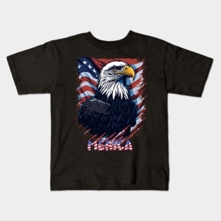 Patriotic Eagle American Flag 4th of July Merica Kids T-Shirt